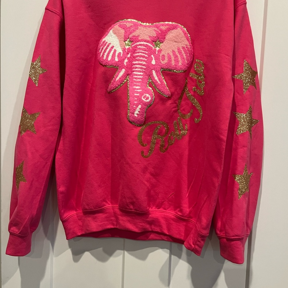 Pink Elephant Sweater with Gold Stars